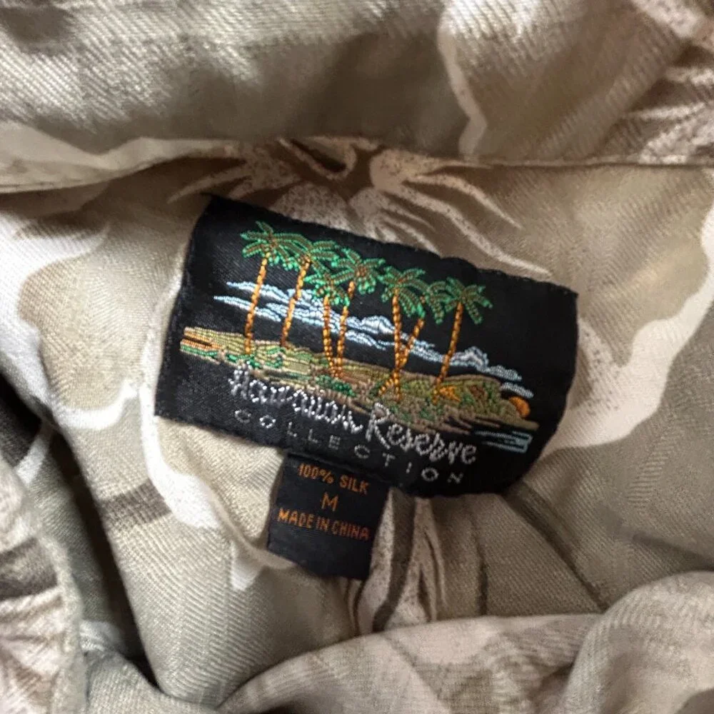 Hawaiian Reserve Collection Men's Hawaiian Shirt Silk Floral Green Size Medium